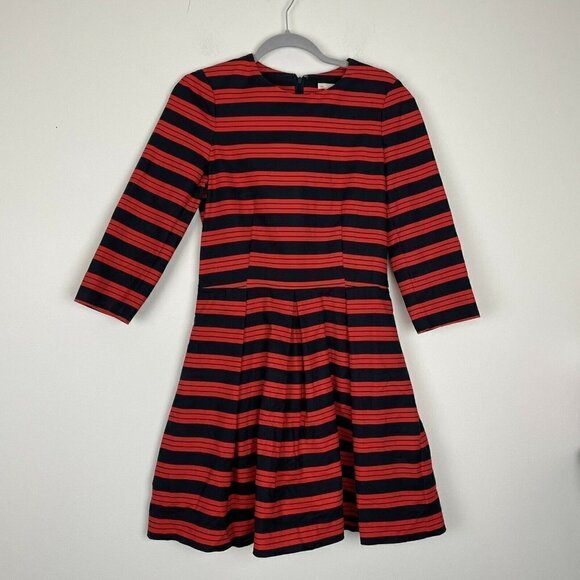 Gap Red Blue Striped Long Sleeve A-Line Dress Size 8 - Picture 1 of 8